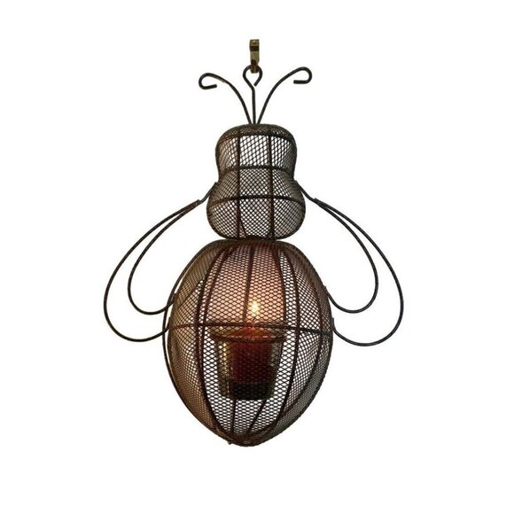 Wire Metal Bumblebee Wall Hanging Tea Light Candle Holder - Picture 1 of 7